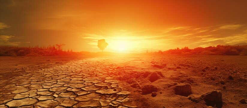 Scorching heatwave intensifies under the blazing sun due to climate change and global warming creating a severe impact on the environment. Copy space image. Place for adding text and design