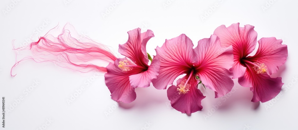 Wall mural Hibiscus flower with copy space image on a white backdrop