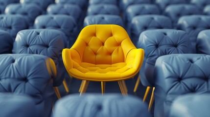 Fototapeta premium Be Different: Yellow Chair Business Concept