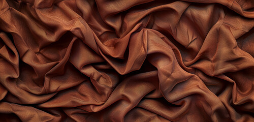 Ultra-wide cinnamon wrinkled textile texture.