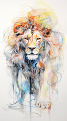 Modern watercolor fire Lion tattoo, watercolor sketch.