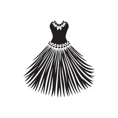 Tropical Hula Skirt Silhouette: The Vibrant Spirit and Cultural Iconography of Hawaiian Dance Attire- Minimalist Hula Skirt Vector- Hula Skirt Illustration.