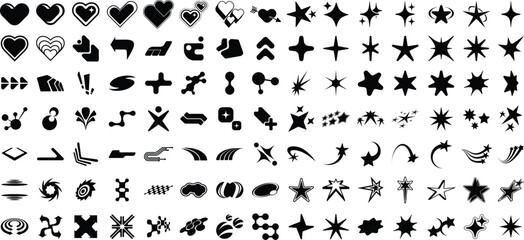 Elements, symbols and objects y2k style. Vector Graphic Elements Collection