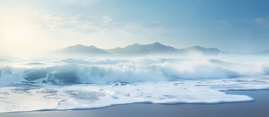 Scenic beach with crashing waves in the background ideal for a copy space image