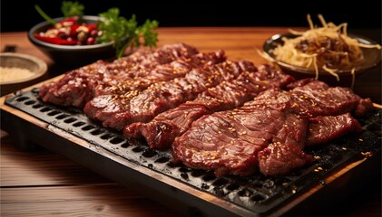 Japanese yakiniku steak dish, famous cuisine from Asia, cinematic food photography