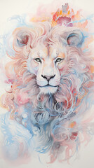 Lion pastel colors beautiful poster banner or background.