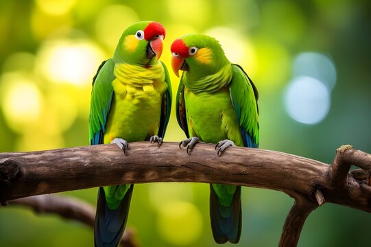 two parrots on a branch