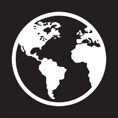 Globe icon vector. Earth sign symbol vector. Planet vector icon illustration isolated on black background