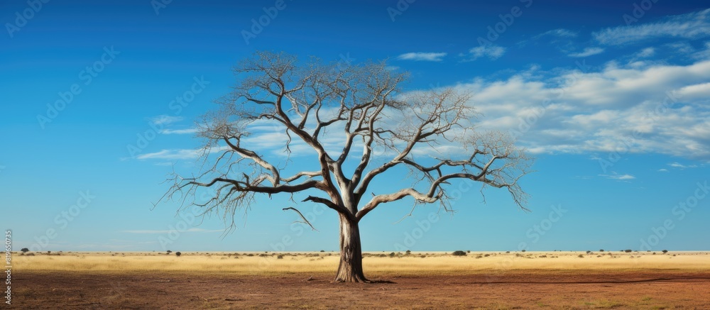 Sticker nature series featuring an aged large tree against a colorful background with a blue sky creating a 