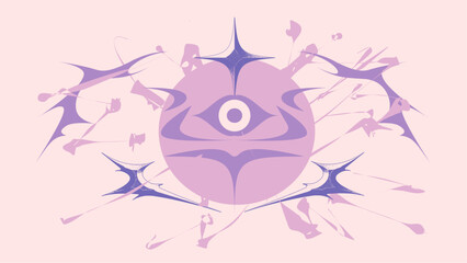 Pink Neo Tribal Electric Sphere with Experimental Angel Illustration