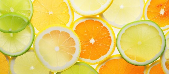 Abstract seamless pattern texture featuring orange lemon and lime slices with copy space image - Powered by Adobe