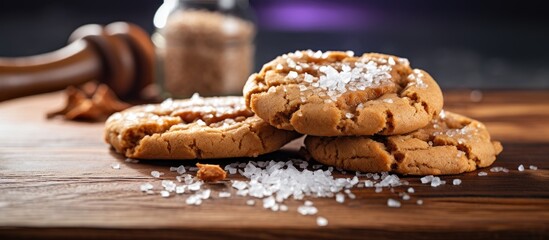 Peanut butter cookies with sea salt. Copy space image. Place for adding text and design