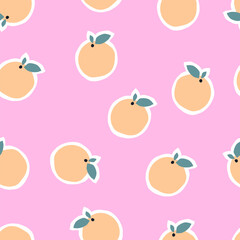 Summer tropical seamless pattern with oranges. Citrus fruits background for fabric, paper, cover, interior decor