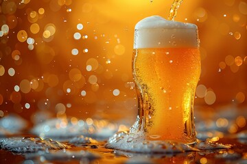 A glass of beer being poured out, high quality, high resolution