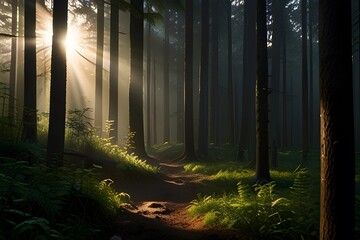 misty morning in the forest