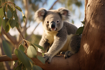 Koala  at outdoors in wildlife. Animal