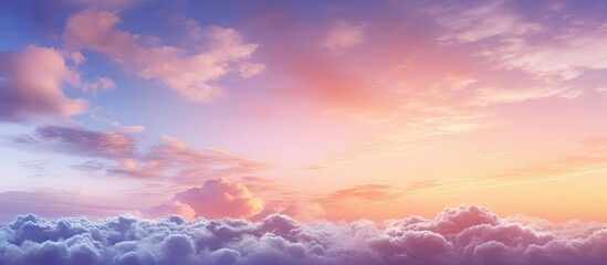 Dramatic sunset with twilight colored sky and clouds illustrating a colorful sky concept with copy space image