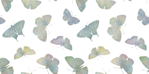 Fototapeta premium watercolor pattern of flying butterflies, for wallpaper, wrapping paper and packaging, seamless pattern, abstract background for design