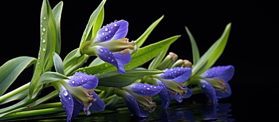 Ohio Spiderwort flower buds Latin name Tradescantia ohiensis. Copy space image. Place for adding text and design