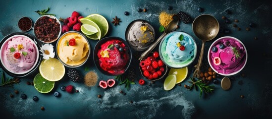 Turkish style ice cream and accompanying dishes are incredibly delicious with a captivating copy space image