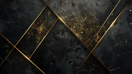 Abstract Black gold background with darker surface has a gold gradation line light black background. black gold background overlap dimension with futuristic background. 