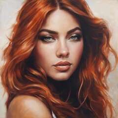 painted picture of a beautiful red-haired woman