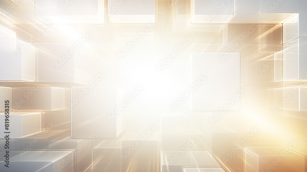 Wall mural modern gold and light grey square overlapped pattern on background with shadow. white background. mi