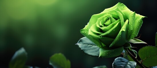 Exquisite rose showcasing green petals against a stunning background with copy space image - Powered by Adobe