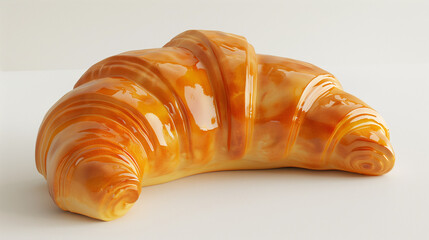 Croissant bread closeup  isolated on white background. display, whole and side view. frontal full view. lifestyle studio shoot. closeup view. Fresh croissant on a white background. 