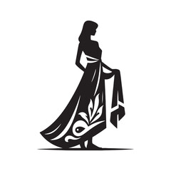 Sarong Silhouette- Cultural Significance of Southeast Asian Wrap Skirts- Minimalist Sarong Vector- Sarong Illustration.