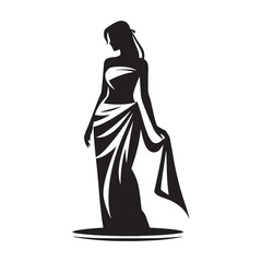 Sarong Silhouette- Cultural Significance of Southeast Asian Wrap Skirts- Minimalist Sarong Vector- Sarong Illustration.