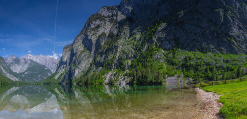 Bootshaus am Obersee lake in Berchtesgaden National Park, Alps Germany