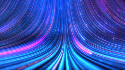Abstract pink blue light trail creative cosmic background. Explosion, Hyper jump into another galaxy. Speed of light, neon glowing rays in motion.