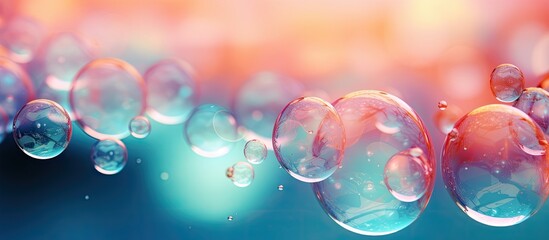 Beautiful soap bubbles floating against a background with abstract patterns perfect for a copy space image - Powered by Adobe
