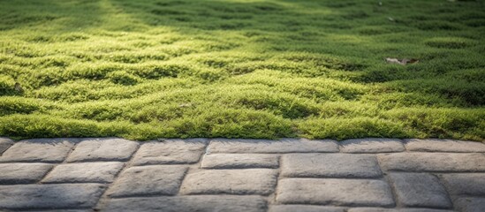 Sidewalk with grass texture for copy space image