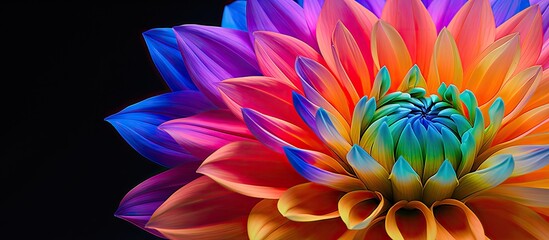 Close range perspective capturing a vibrant colorful flower with ample copy space image available