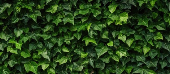 Background of a wall covered with green leaves perfect for copy space image