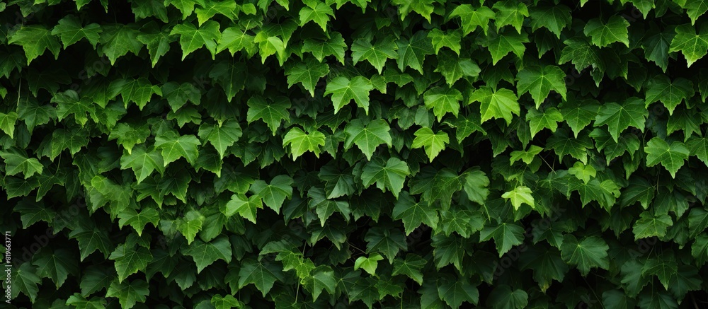 Wall mural ivy vines with green leaves ascending a tree blank space for text available in the image. copy space