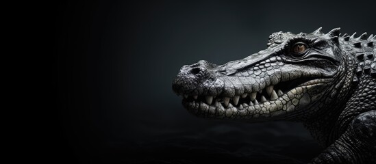 Fototapeta premium Image of a sculpted crocodile with ample copy space for text or graphics