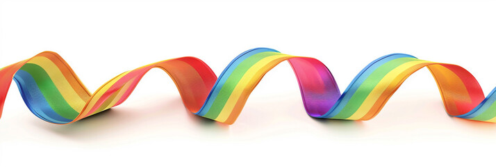 Waving ribbon of LGBT pride isolated on white background.