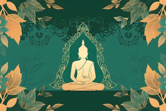 illustration of Buddha meditating under a tree
