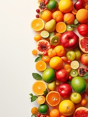 In this delightful composition, a variety of mix fruits takes center stage against a clean white background. The camera, a professional-grade Sony Alpha a7 III equipped with a macro lens, captures the