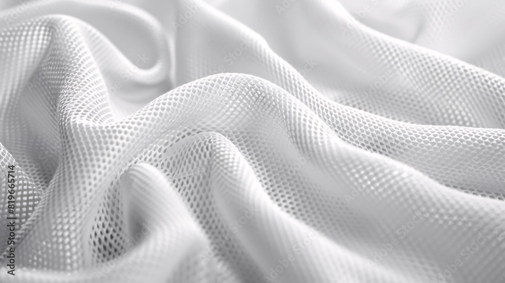 Wall mural Close-up texture of white sports jersey fabric with detailed stitching - Wall murals