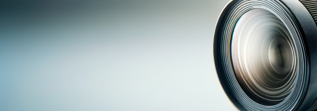 Close-up of camera lens with a gradient background, exemplifying modern design and technology. Generative AI