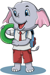 Obraz premium cute elephant cartoon vector illustration design carrying bag holding letter C.eps