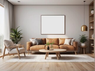 Home mockup, contemporary room interior background, Wood Tones color