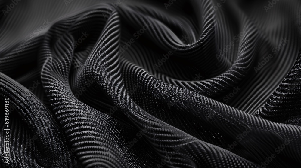 Sticker High-resolution image showcasing the texture of black sports jersey fabric, versatile for various creative uses.