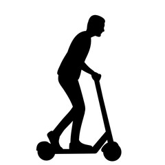 man riding a scooter silhouette on a white background vector