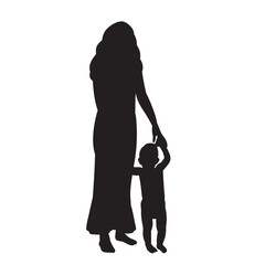 mother holding baby's hands silhouette on white background vector