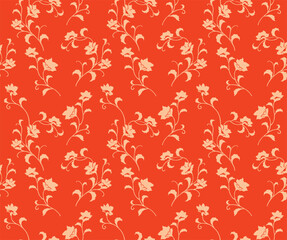 Japanese Luxury Curl Bouquet Vector Seamless Pattern